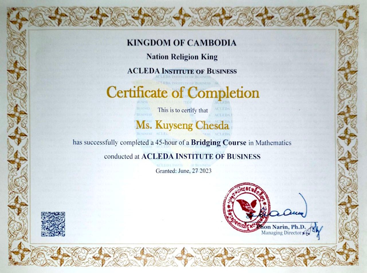 University Life Certificates Certificate